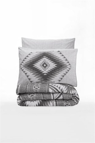 ND Etnich Nevresim Takımı Çift Kişilik Delos Antrasit