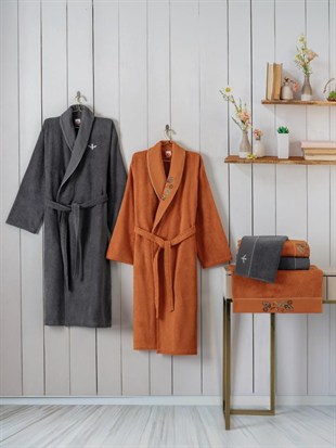 ND Folk Art Aile Bornoz Seti Dalila Tarçın-Antrasit