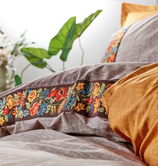 ND Folk Art Çift Kişilik Nevresim Takımı Vizon