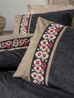 ND Folk Art Çift Kişilik Nevresim Takımı Yamka Bej