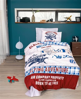 ND Genç Ranforce Nevresim Takımı Tek Kişilik Flying Gri