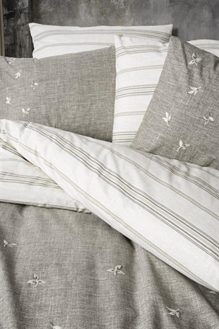 ND Klein Nakışlı Çift Kişilik Nevresim Takımı Moke Kahve