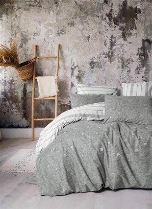 ND Klein Nakışlı Çift Kişilik Nevresim Takımı Patara Gri