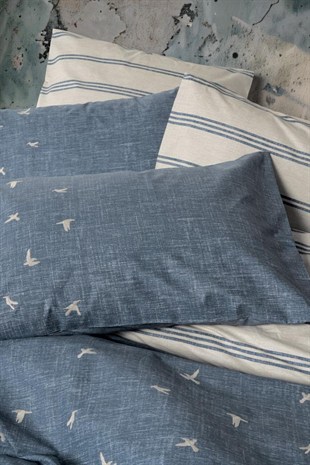 ND Klein Nakışlı Çift Kişilik Nevresim Takımı Ceria Lacivert