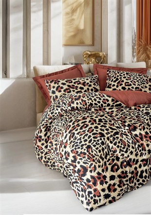 ND Leoluxe Kiremit Saten Nevresim Takımı Çift Kişilik