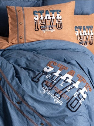 ND Mood Nakışlı Ranforce Çift Kişilik Nevresim Takımı State Tarçın