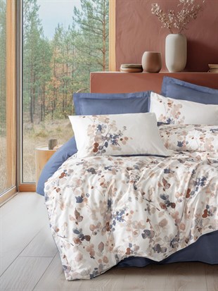 ND Nebulae İndigo Saten Nevresim Takımı Çift Kişilik