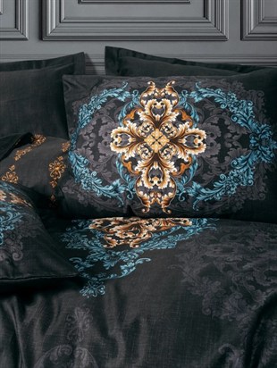 ND Palace Saten Çift Kişilik Nevresim Takımı Dorhan Siyah