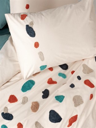 ND Puff Nakışlı Ranforce Çift Kişilik Nevresim Takımı Gaja Mint