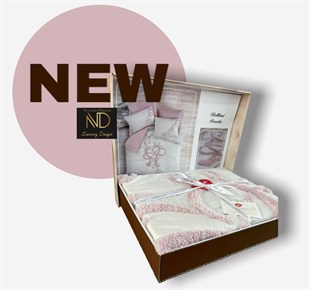 ND Puff Nakışlı Ranforce Çift Kişilik Anneler Günü Nevresim Takımı Bellini Pembe