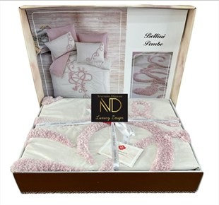 ND Puff Nakışlı Ranforce Çift Kişilik Anneler Günü Nevresim Takımı Bellini Pembe