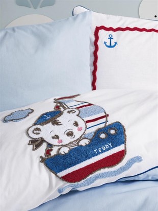 ND Punch Nakışlı Bebek Nevresim Takımı Miniyo Mavi