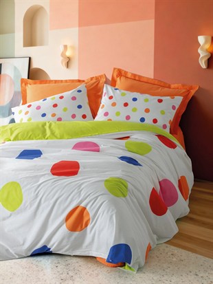 ND Ranforce Nevresim Takımı Çift Kişilik Dotsy Turuncu