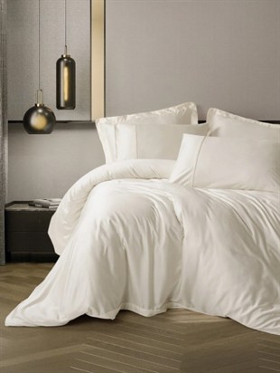 ND Silky Saten İpek King Size Nevresim Takımı Ekru