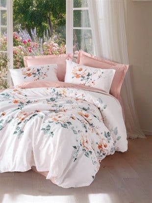 ND Verna Pudra Saten Nevresim Takımı Çift Kişilik