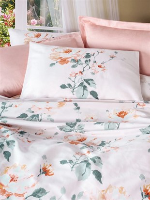 ND Verna Pudra Saten Nevresim Takımı Çift Kişilik