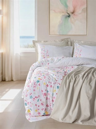 ND Vivid Çift Kişilik Pikeli Nevresim Takımı Flare Bej