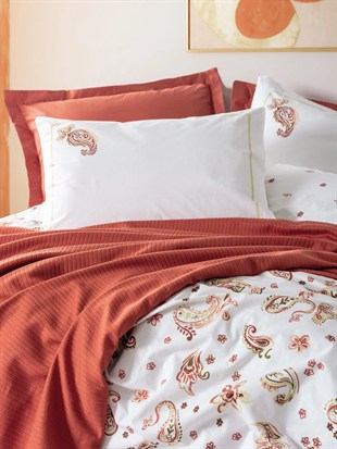 ND Vivid Çift Kişilik Pikeli Nevresim Takımı Paisia ​​Tarçın