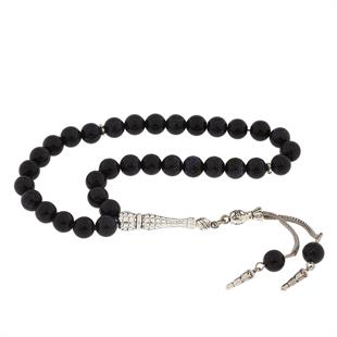 Hk ​Doğaltaş Tesbih Metal Püsküllü Lacivert Yıldız Taşı |Gümüş Takı Hediyelik Ürünler