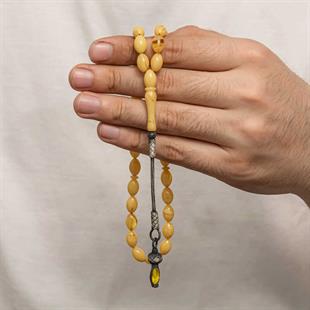 Hk Sıkma Kehribar Tesbih Gümüş Kazaz Püsküllü 1000 Ayar |Gümüş Takı Hediyelik Ürünler