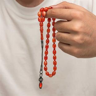 Hk Sıkma Kehribar Tesbih Gümüş Kazaz Püsküllü 1000 Ayar |Gümüş Takı Hediyelik Ürünler