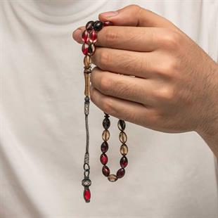 Hk Sıkma Kehribar Tesbih Gümüş Kazaz Püsküllü 1000 Ayar |Gümüş Takı Hediyelik Ürünler