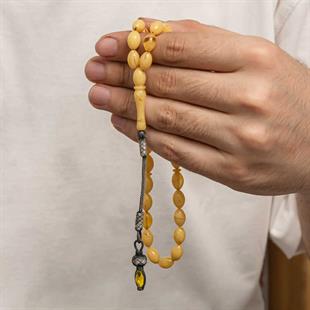 Hk Sıkma Kehribar Tesbih Gümüş Kazaz Püsküllü 1000 Ayar |Gümüş Takı Hediyelik Ürünler