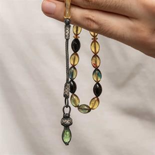 Hk Sıkma Kehribar Tesbih Gümüş Kazaz Püsküllü 1000 Ayar |Gümüş Takı Hediyelik Ürünler