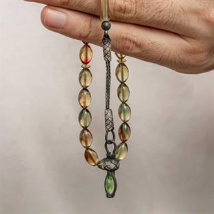 Hk Sıkma Kehribar Tesbih Gümüş Kazaz Püsküllü 1000 Ayar |Gümüş Takı Hediyelik Ürünler