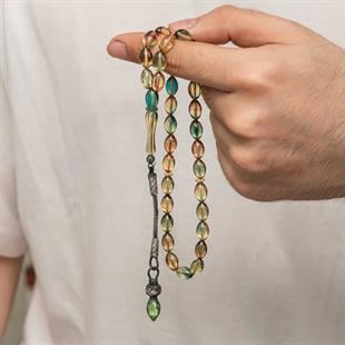 Hk Sıkma Kehribar Tesbih Gümüş Kazaz Püsküllü 1000 Ayar |Gümüş Takı Hediyelik Ürünler