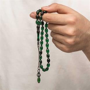 Hk Sıkma Kehribar Tesbih Gümüş Kazaz Püsküllü 1000 Ayar |Gümüş Takı Hediyelik Ürünler