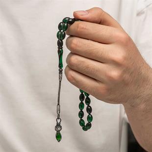 Hk Sıkma Kehribar Tesbih Gümüş Kazaz Püsküllü 1000 Ayar |Gümüş Takı Hediyelik Ürünler