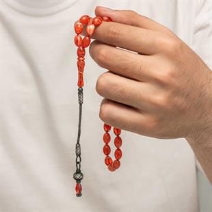 Hk Sıkma Kehribar Tesbih Gümüş Kazaz Püsküllü 1000 Ayar |Gümüş Takı Hediyelik Ürünler