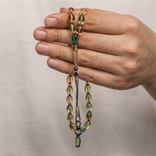 Hk Sıkma Kehribar Tesbih Gümüş Kazaz Püsküllü 1000 Ayar |Gümüş Takı Hediyelik Ürünler