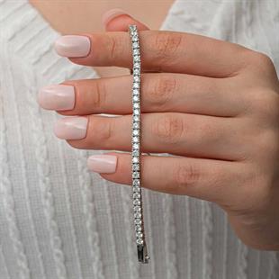 Hk Gümüş Kadın Bileklik 3.5 mm Beyaz Taşlı Su Yolu |Gümüş Takı Hediyelik Ürünler