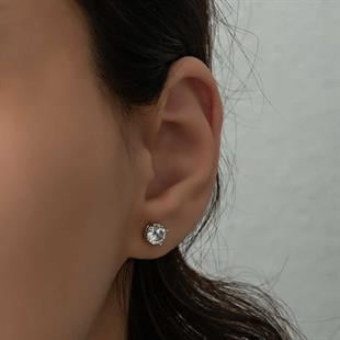 Hk ​Gümüş Kadın Küpe 4 mm Beyaz Zirkon Tek Taş |Gümüş Takı Hediyelik Ürünler