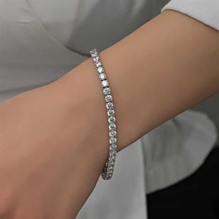 Hk Gümüş Kadın Bileklik 6 mm Beyaz Taşlı Su Yolu |Gümüş Takı Hediyelik Ürünler