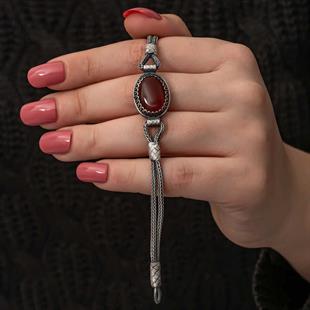 Hk Gümüş Kadın Bileklik Akik Taşlı Kazaziye|Gümüş Takı Hediyelik Ürünler