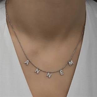 Hk ​Gümüş Kadın Kolye Annem Yazılı |Gümüş Takı Hediyelik Ürünler