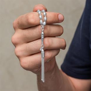 Hk Gümüş Erkek Tesbih Arpa Kesim Çizgili|Gümüş Takı Hediyelik Ürünler 