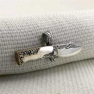 Hk Gümüş Erkek Kolye Ucu Avcı Bıçağı |Gümüş Takı Hediyelik Ürünler