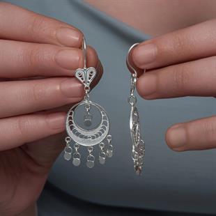 Hk Gümüş Kadın Küpe Ay Dansı Telkari|Gümüş Takı Hediyelik Ürünler 