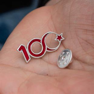 Hk Gümüş Rozet Ay Yıldız 100.Yıl |Gümüş Takı Hediyelik Ürünler