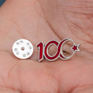 Hk Gümüş Rozet Ay Yıldız 100.Yıl |Gümüş Takı Hediyelik Ürünler