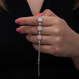 Hk ​Gümüş Kadın Bileklik Baget Taşlı |Gümüş Takı Hediyelik Ürünler