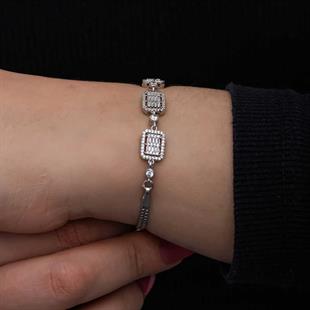 Hk ​Gümüş Kadın Bileklik Baget Taşlı |Gümüş Takı Hediyelik Ürünler