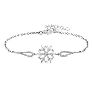 Hk ​Gümüş Kadın Bileklik Baget Taşlı Kar Tanesi|Gümüş Takı Hediyelik Ürünler