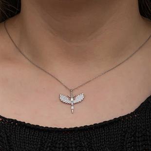 Hk Gümüş Kadın Kolye Baget Taşlı Mikail Kılıcı |Gümüş Takı Hediyelik Ürünler