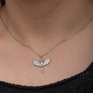 Hk Gümüş Kadın Kolye Baget Taşlı Mikail Kılıcı |Gümüş Takı Hediyelik Ürünler