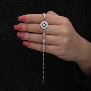 Hk ​Gümüş Kadın Bileklik Baget Taşlı Nazar |Gümüş Takı Hediyelik Ürünler